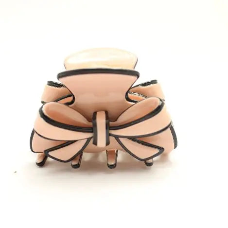 Chanel inspired preppy bow clip in pink