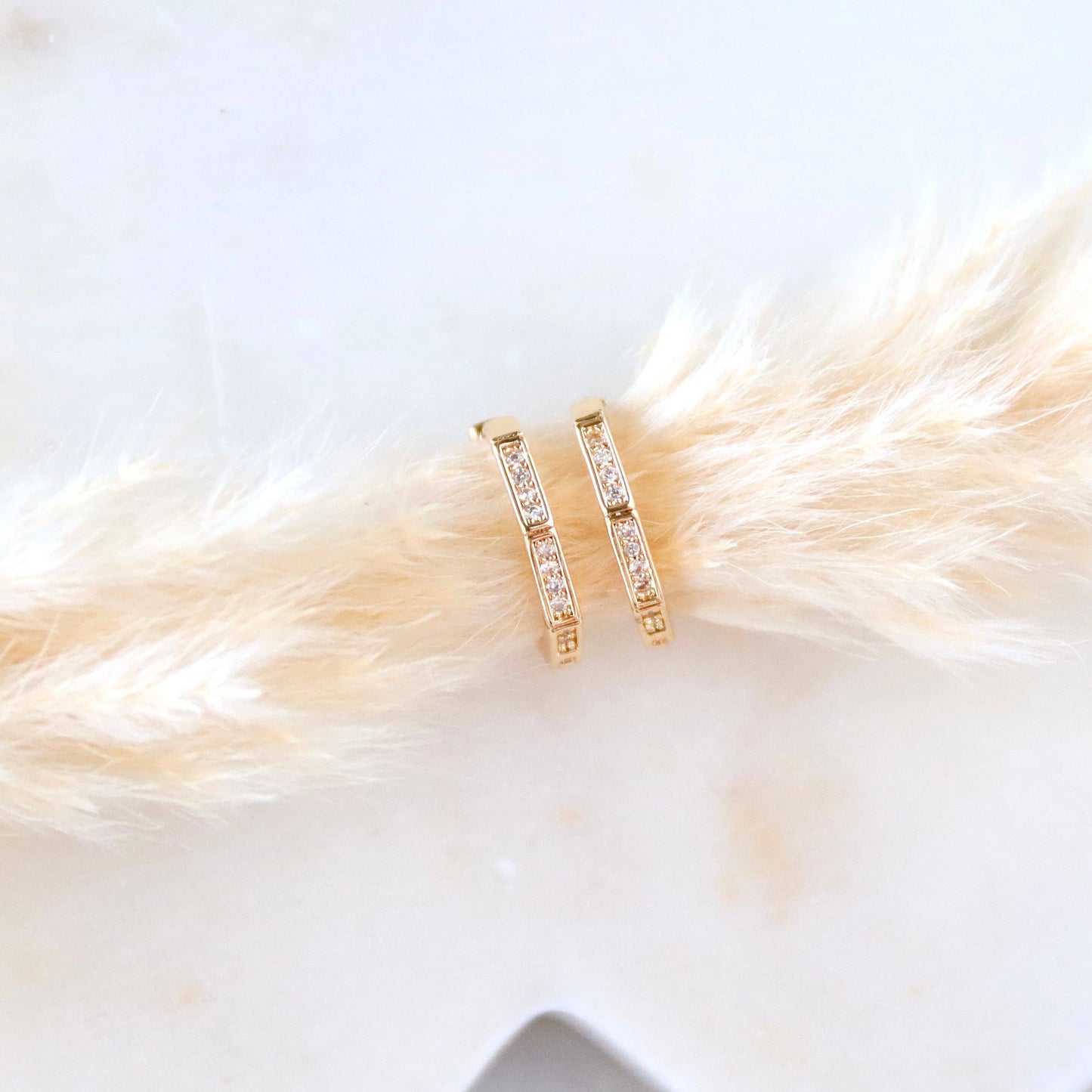 CZ Polygone Huggie Hoop Earrings