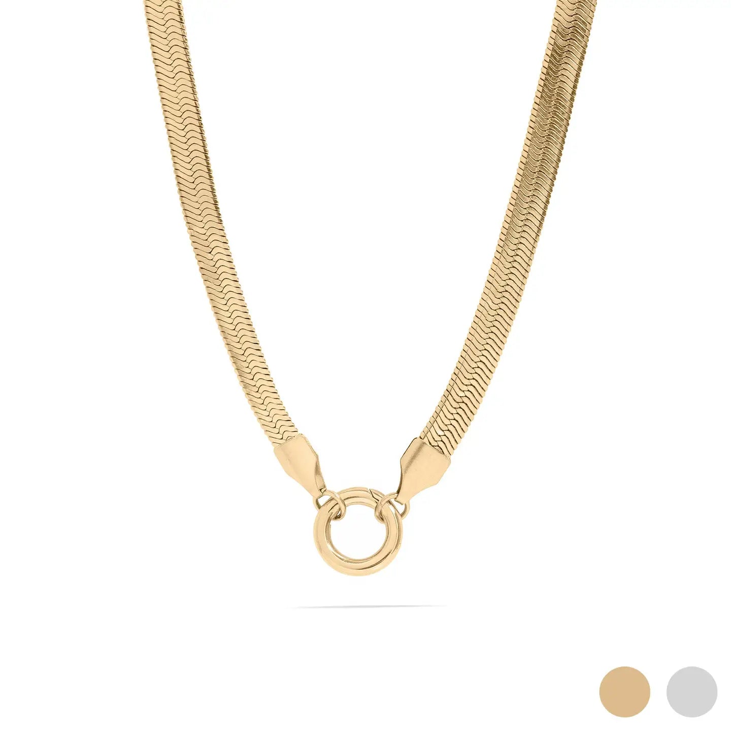 18K Gold Pvd Herringbone Charm Holder Necklace