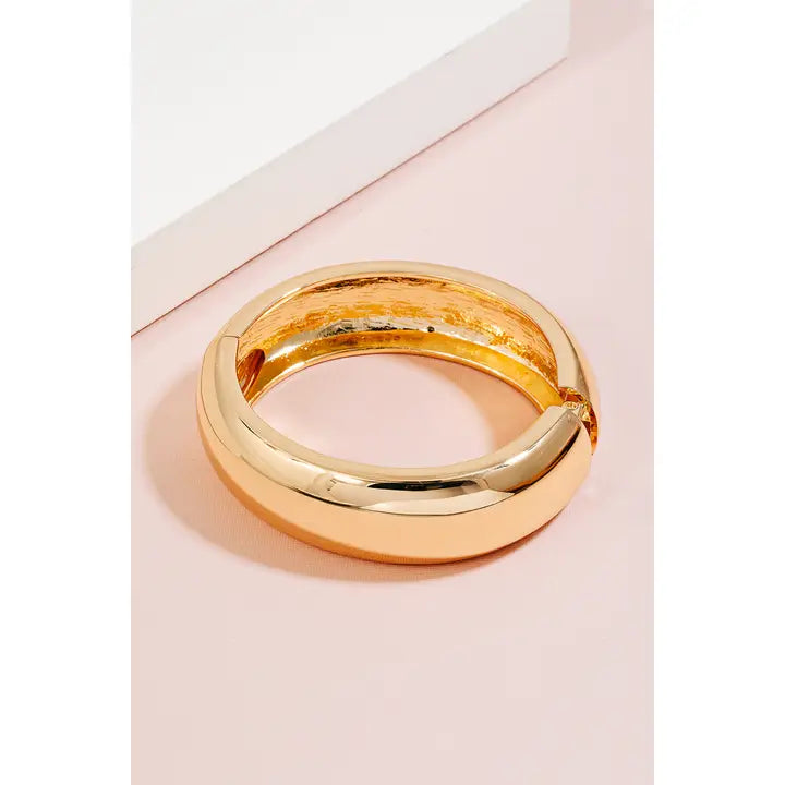 Wide Beveled Hinge Bangle Bracelet