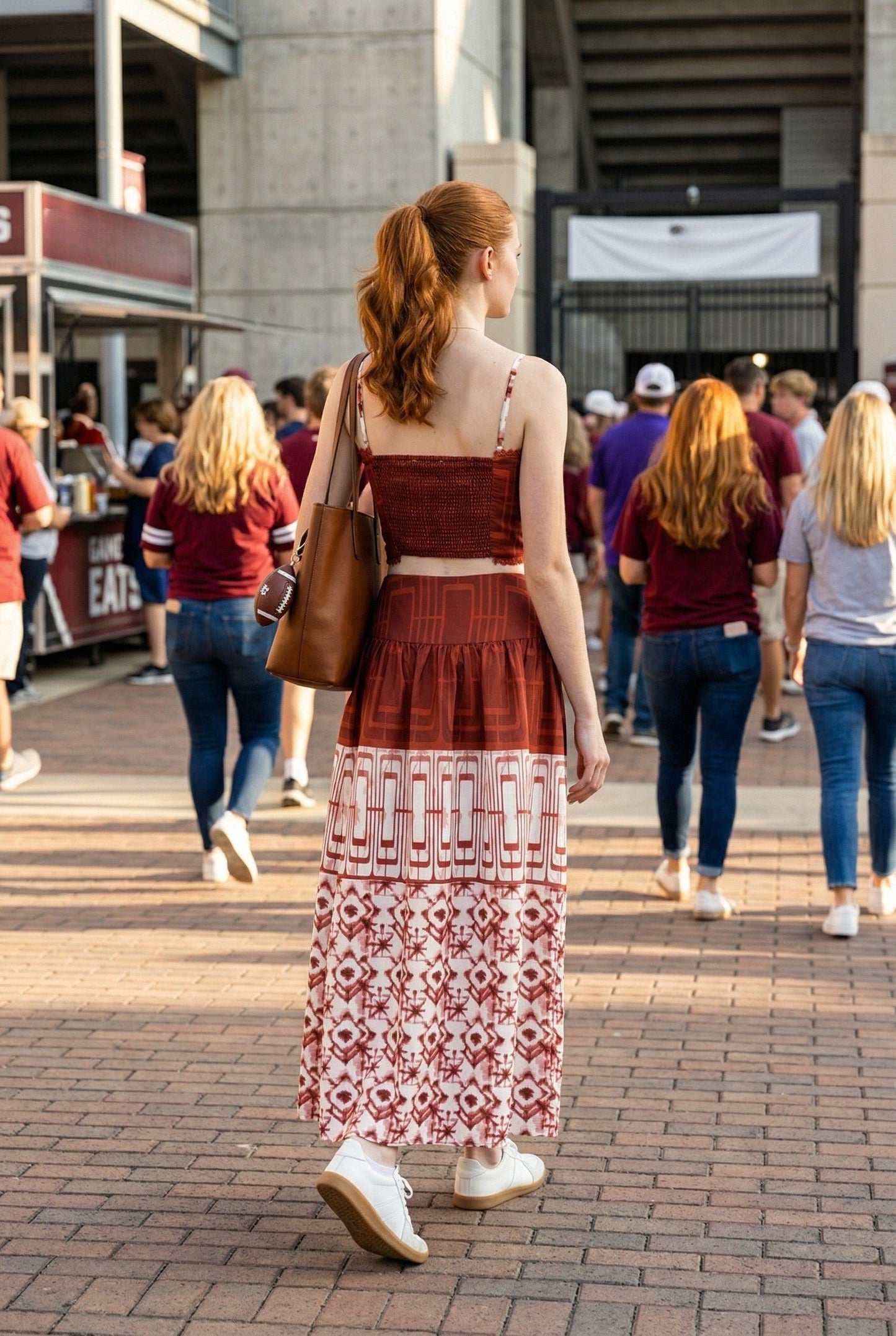 Loren maroon top and skirt set