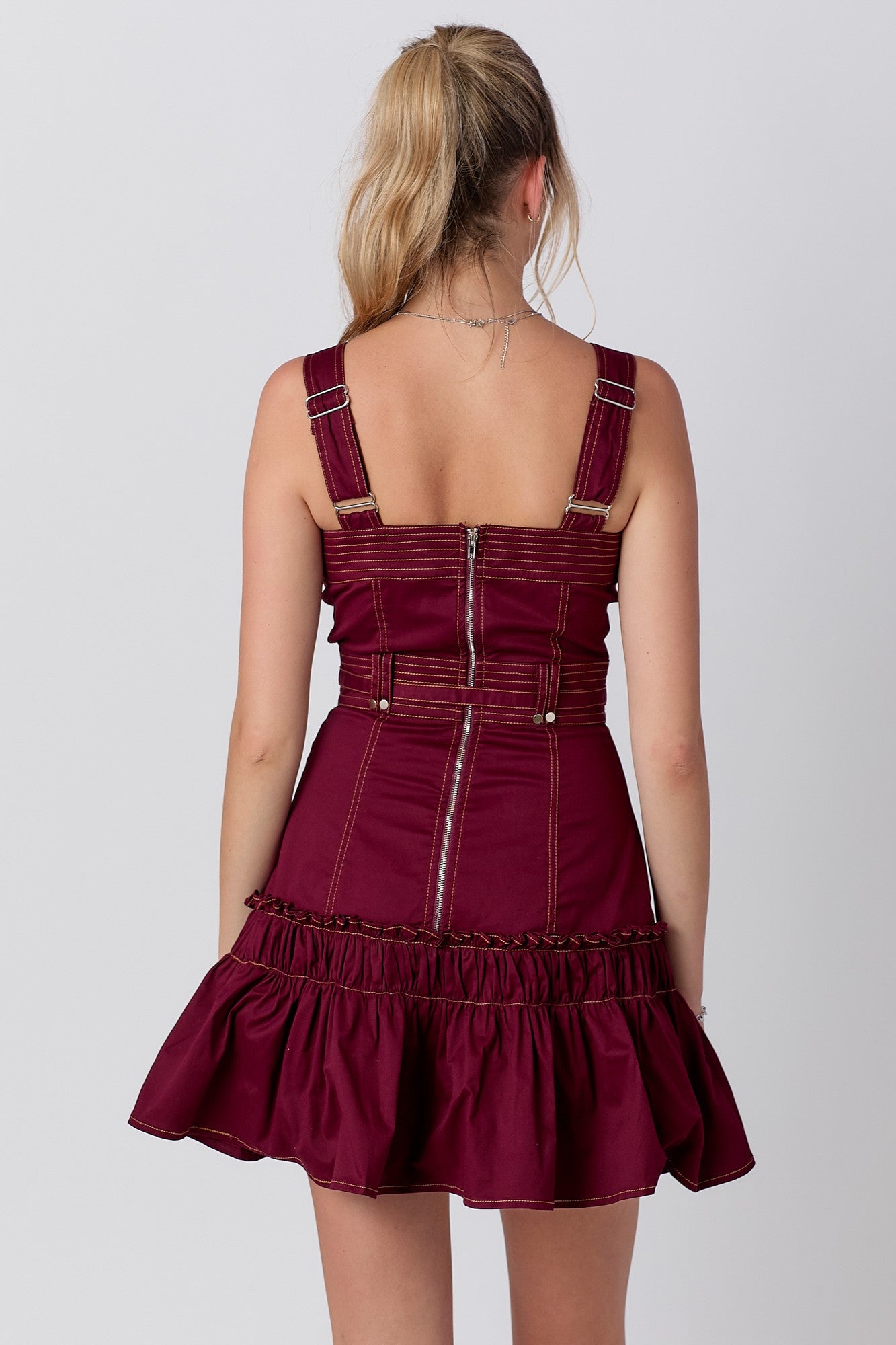 Val belted ruffle dress