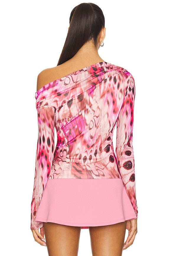 AFRM Barry top in berry butterfly