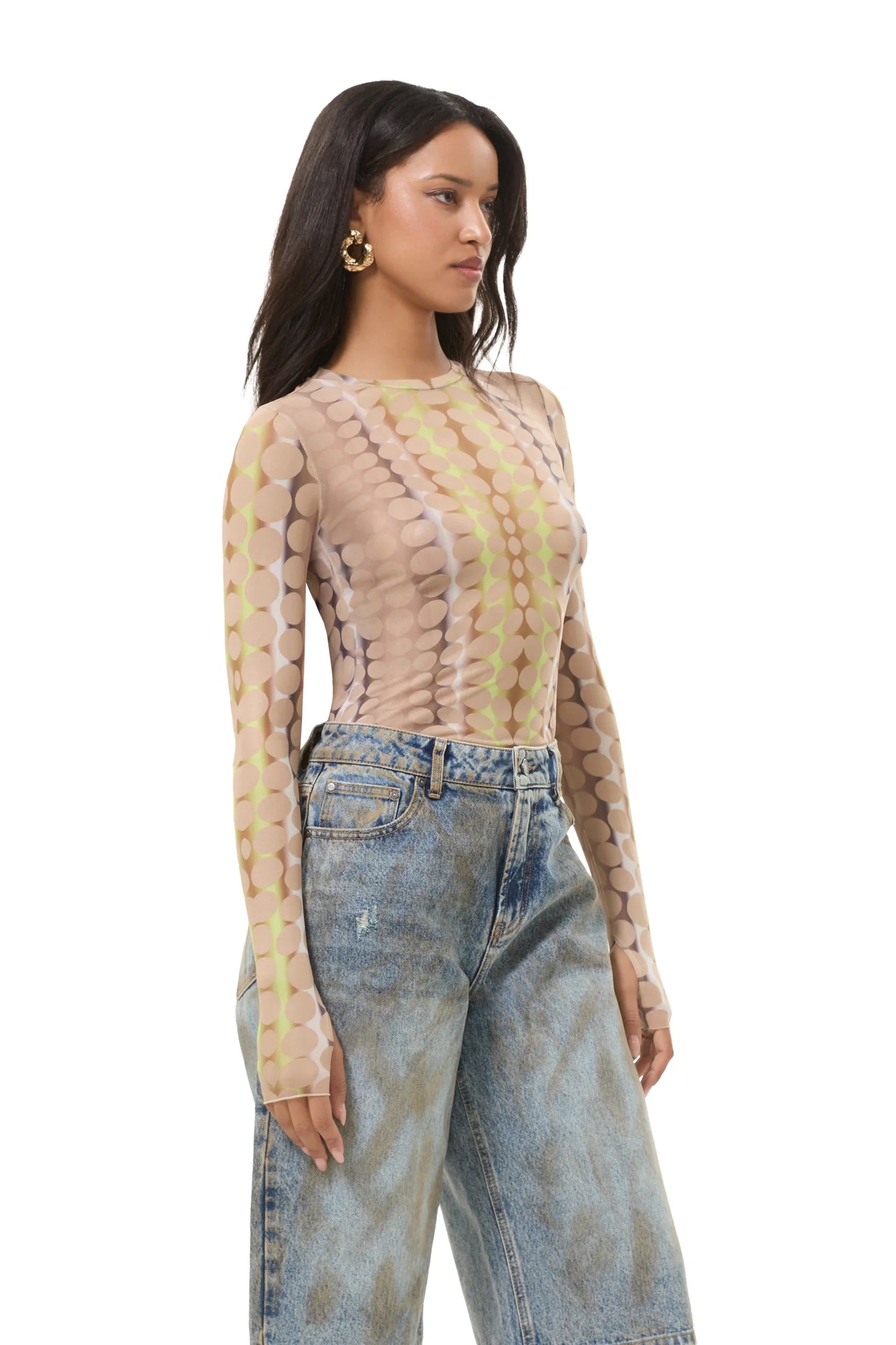 AFRM Kaylee top in tonal dot