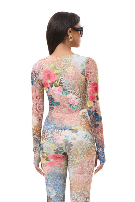 AFRM Ines top in iris patchwork