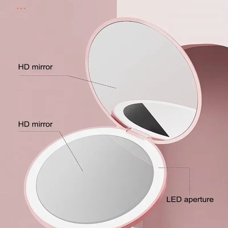 LED Double sided hand mirror