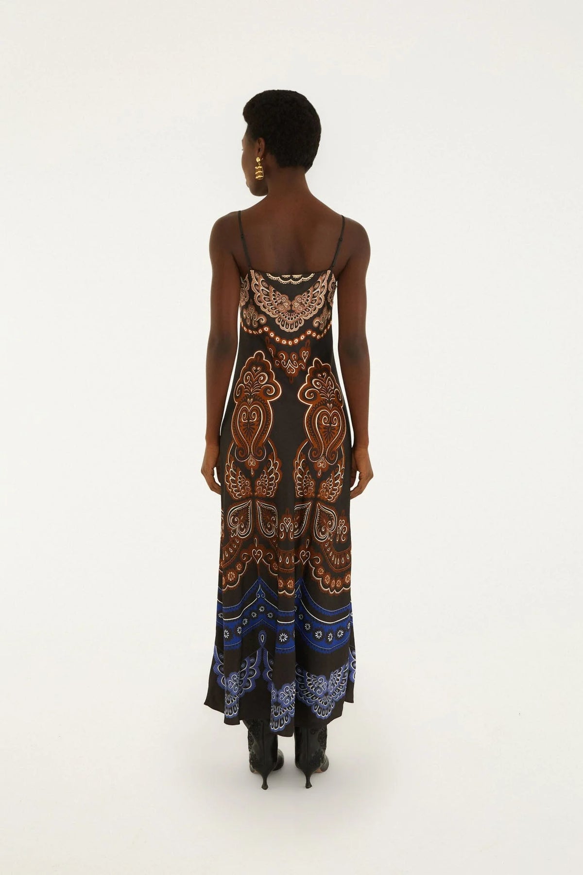 Farm Rio Nicole black slip maxi dress