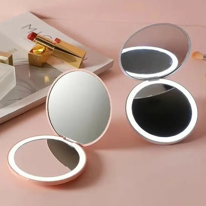 LED Double sided hand mirror