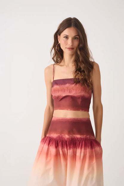 Dress To maroon ombre skirt set