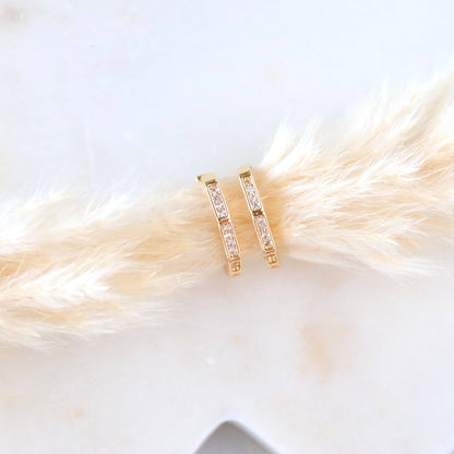 CZ Polygone Huggie Hoop Earrings