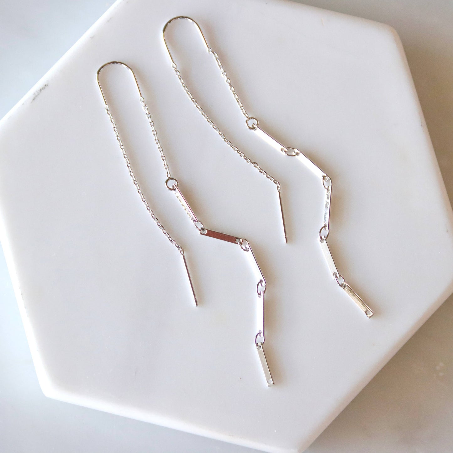 Bar Threader Earrings silver