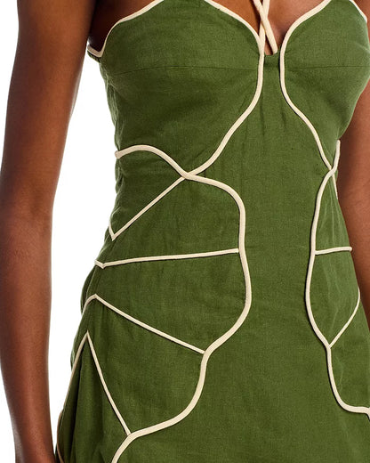 Farm Rio green wavy cutout dress