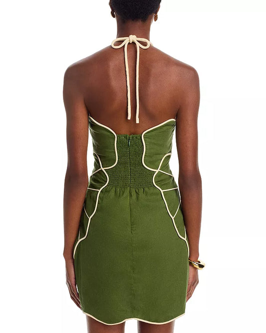 Farm Rio green wavy cutout dress