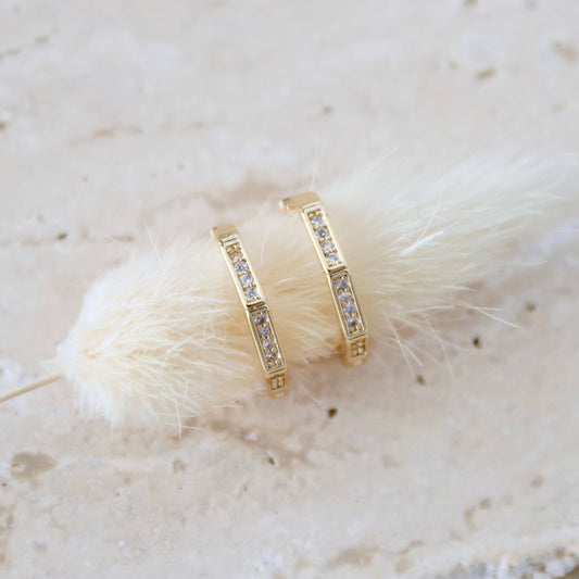 CZ Polygone Huggie Hoop Earrings