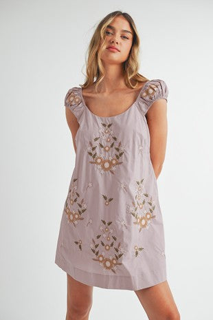 Evelyn embroidered mini dress