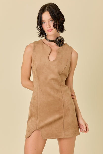 Puzzle suede mini dress