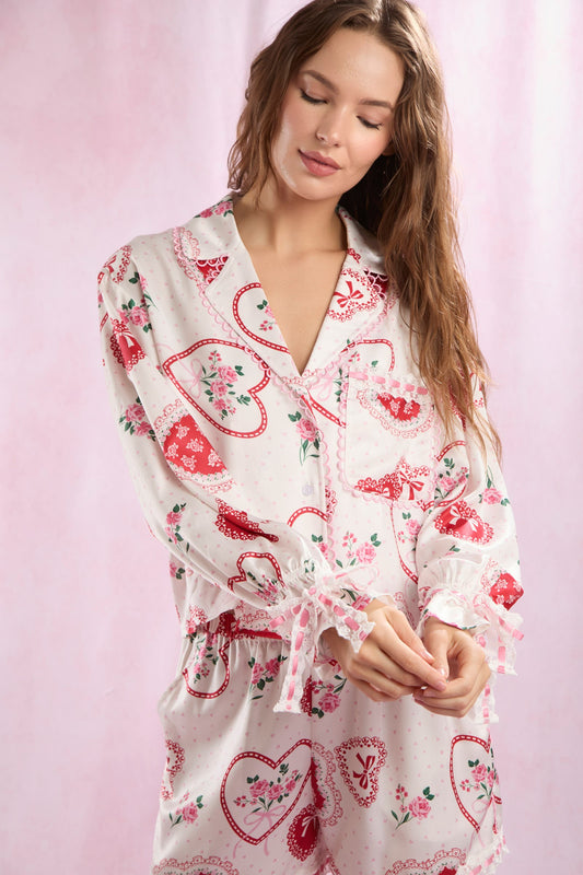 All Hearts satin PJ set