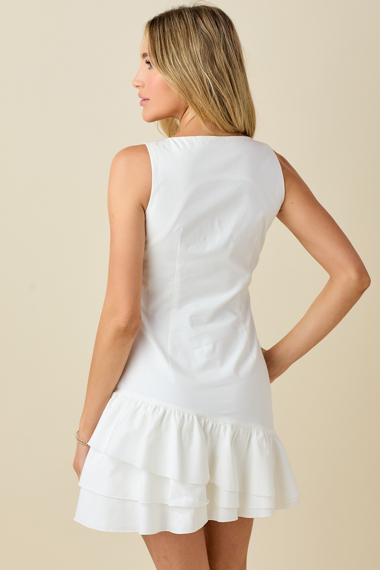 Camille white ruffle dress