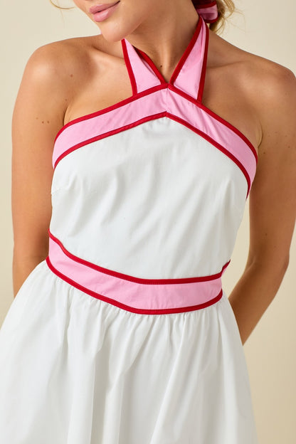 Marly white combo halter dress