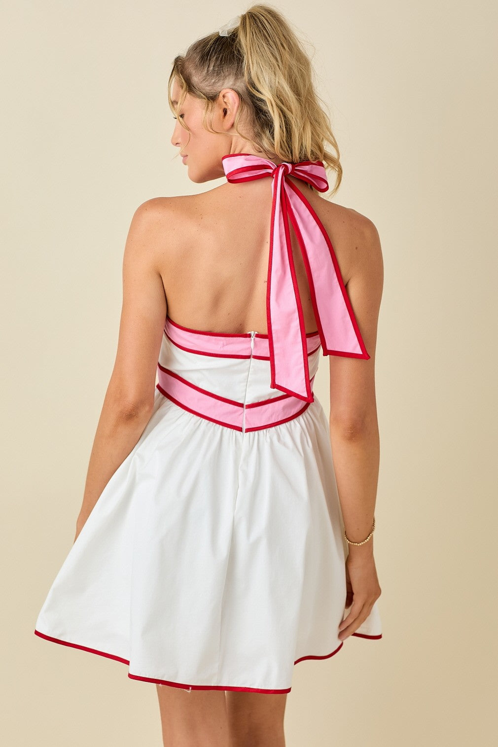 Marly white combo halter dress