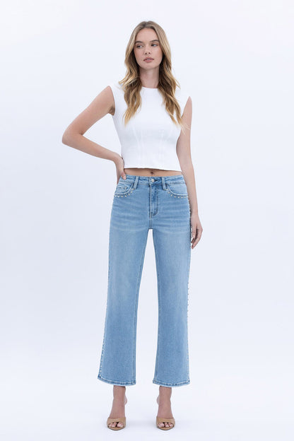 Lovervet hight rise ankle studded jean