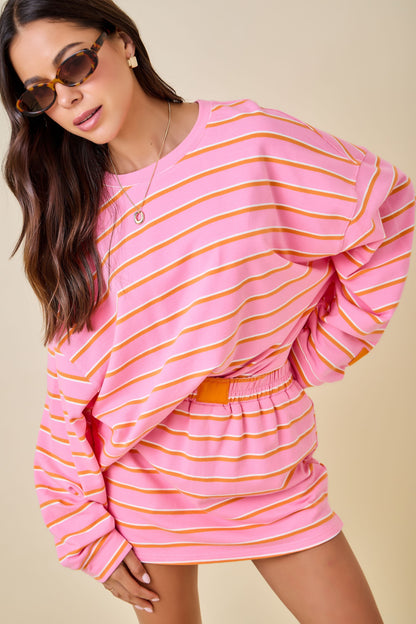 Burdee striped lounge set pink