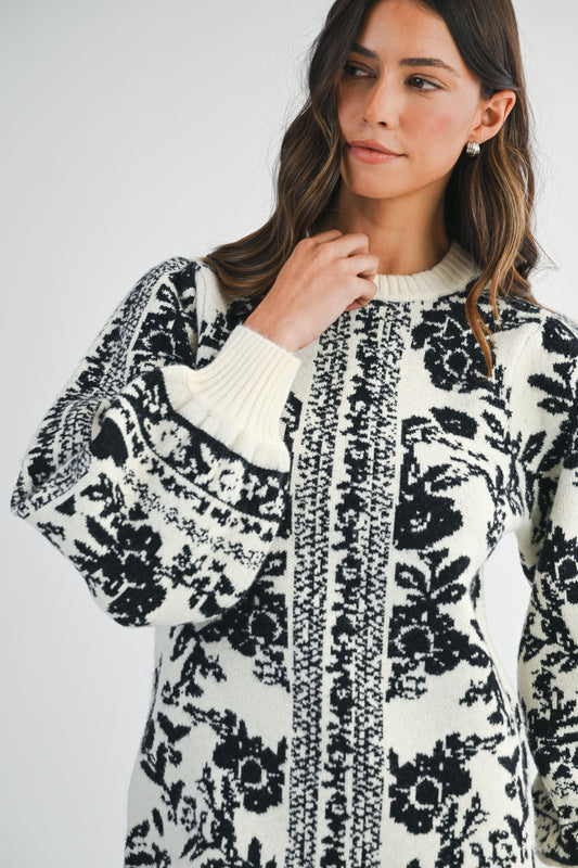 Jackie print sweater mini dress
