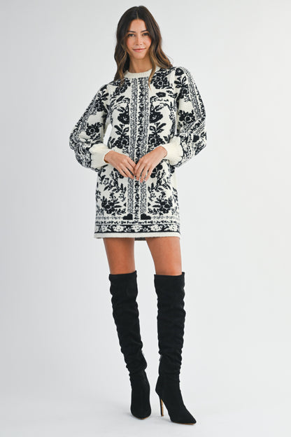 Jackie print sweater mini dress