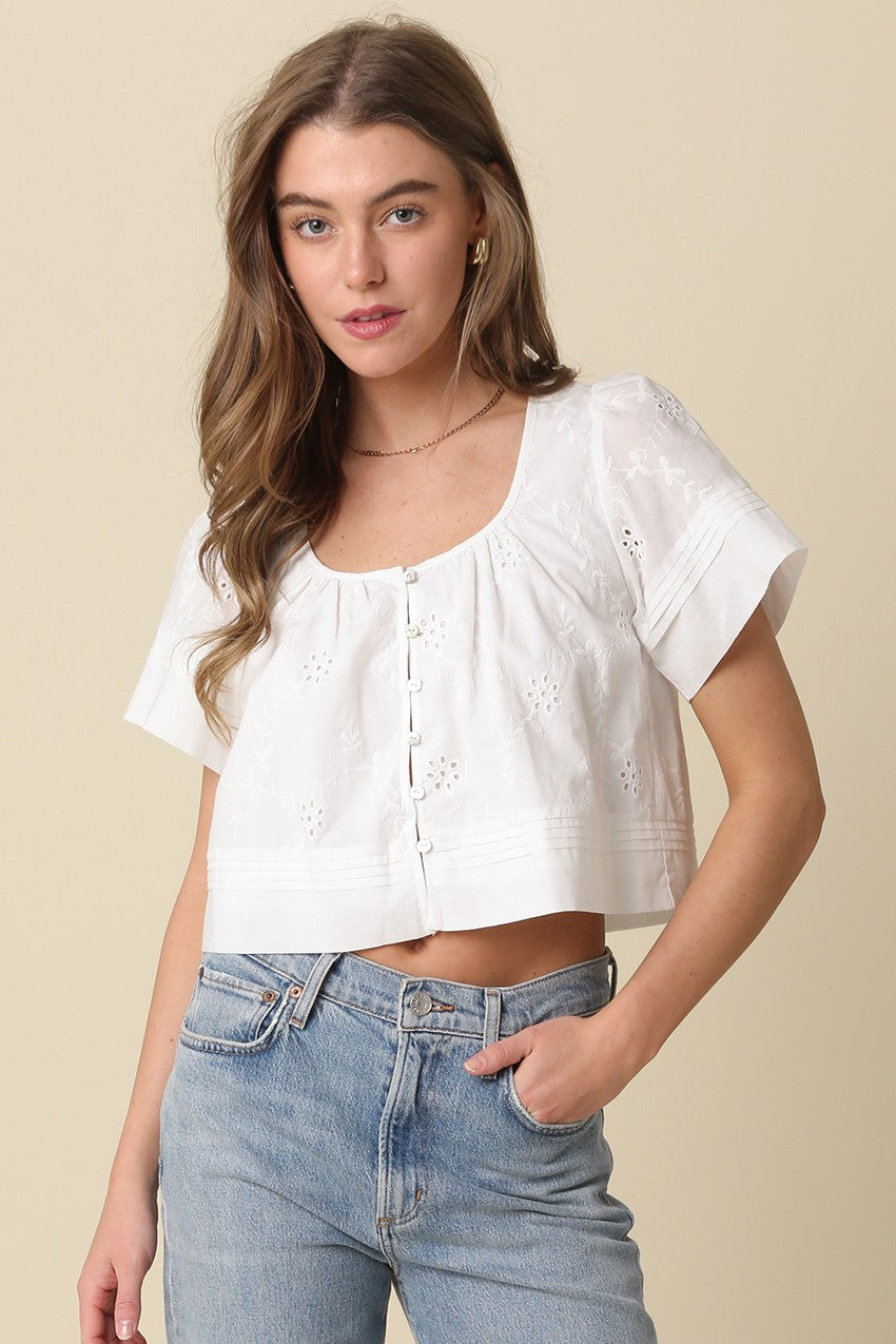 Elaine cropped top in white
