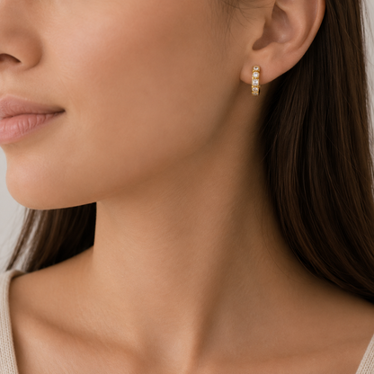 CZ Geeometric Huggie Hoop Earrings