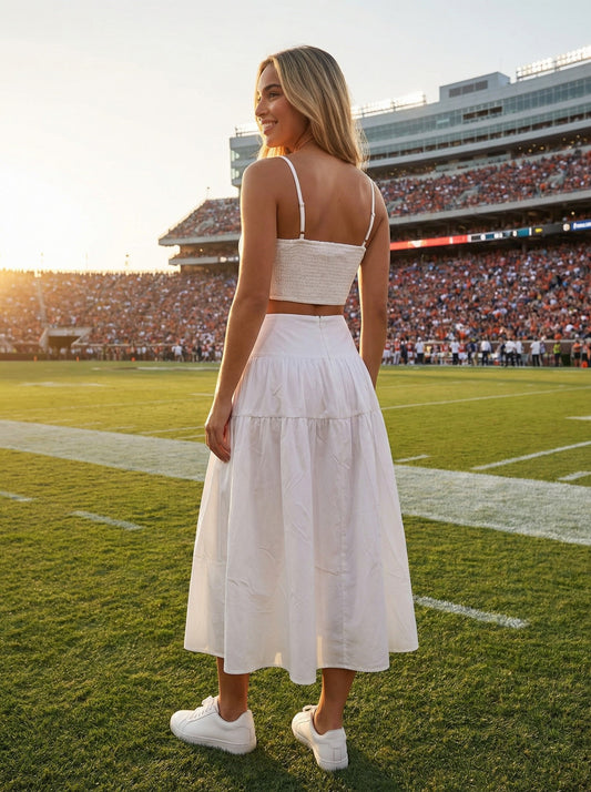 Leesa stitched top and skirt set