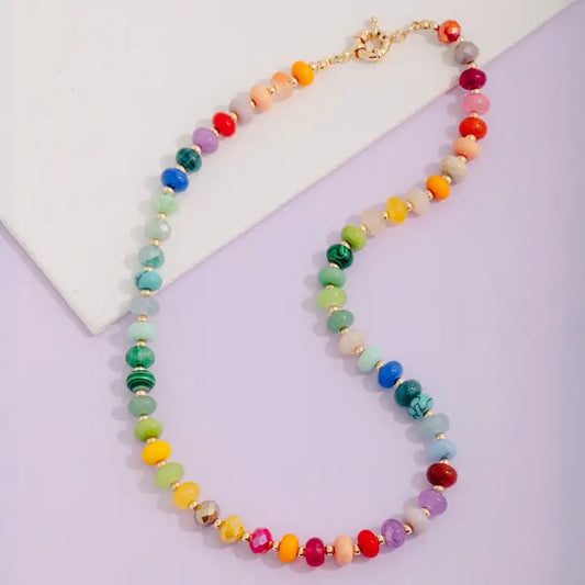 Round Stone Beaded necklace
