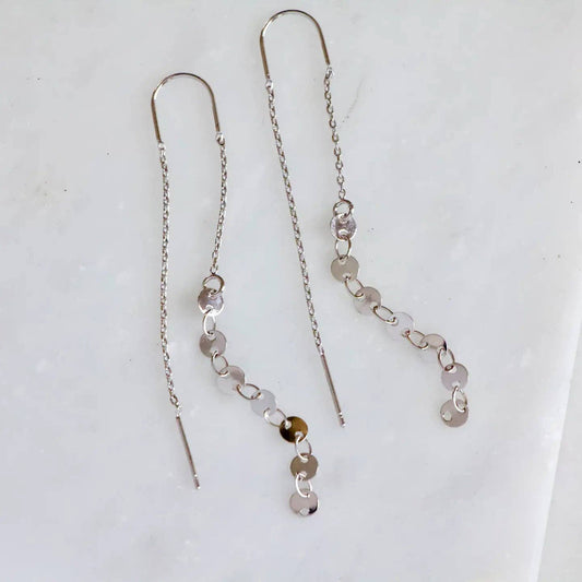 Coin Threader Earrings - silver