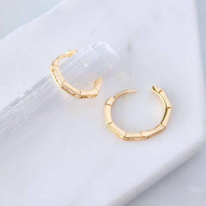 CZ Polygone Huggie Hoop Earrings