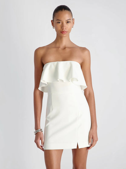 French Connection Whisper Strapless frill mini dress