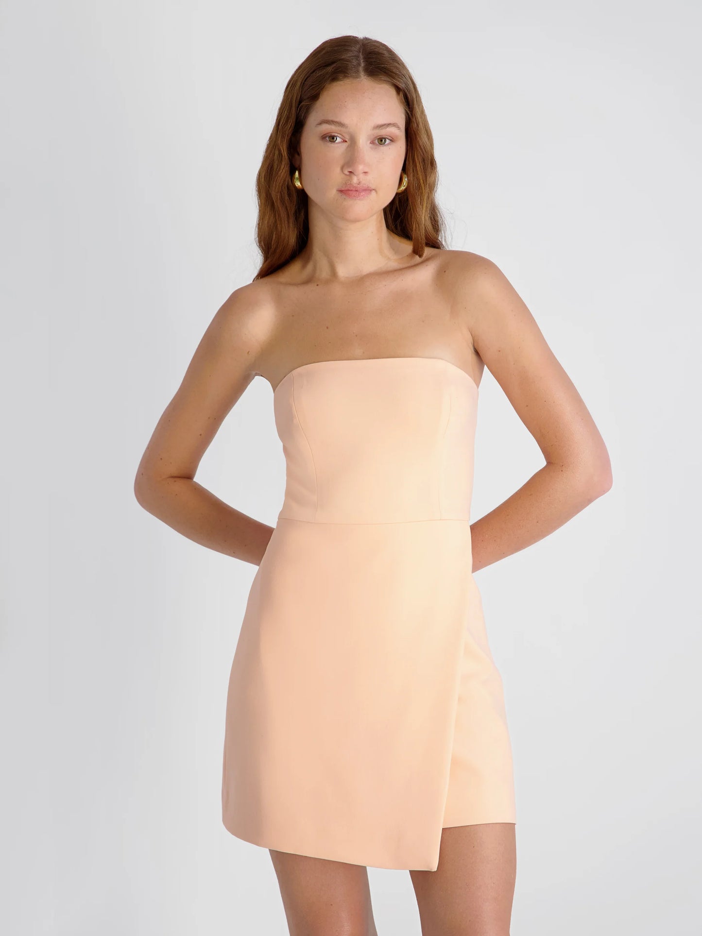 French Connection whisper strapless in peach fuzz