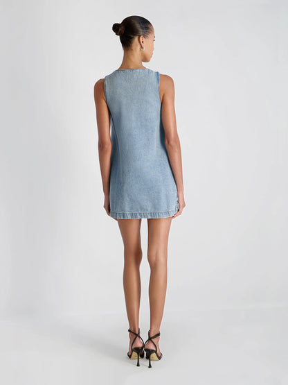 French Connection 90S DENIM BUTTON-FRONT SLEEVELESS MINI DRESS