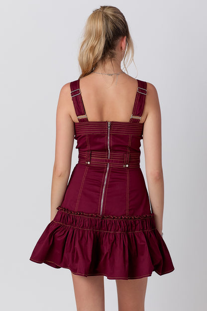Val belted ruffle dress