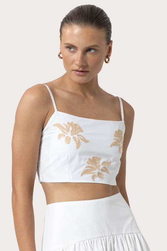 Lusana Oliver Poplin embroidered top