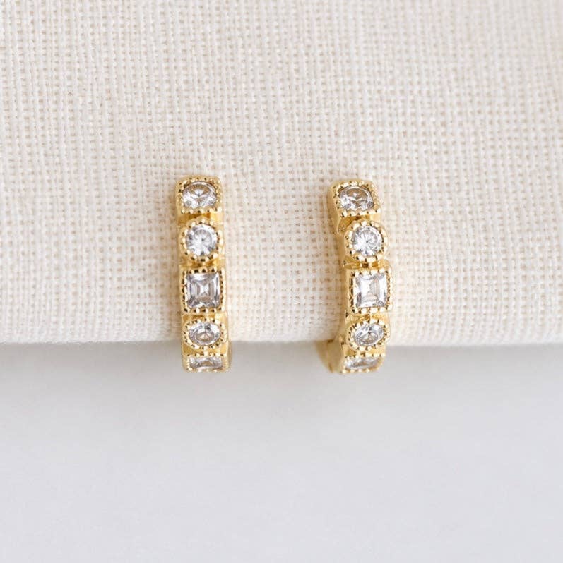 CZ Geeometric Huggie Hoop Earrings