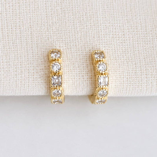CZ Geeometric Huggie Hoop Earrings