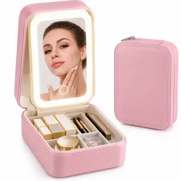 2 in 1 travel makeup case with LED mirror