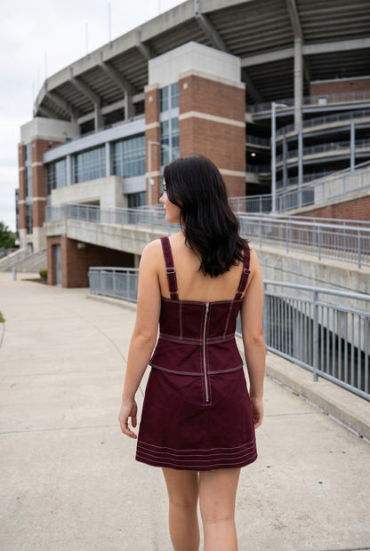 Shyra maroon with stitching detail