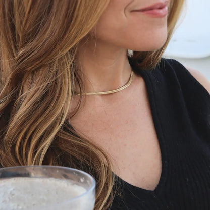 18K Gold Stainless Steel Herringbone Chain Necklace