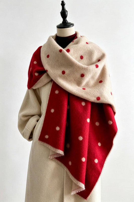 Reversible Heart Print Fringe Scarf