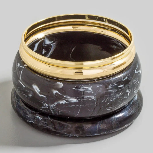 Marble resin and metallic bangle set