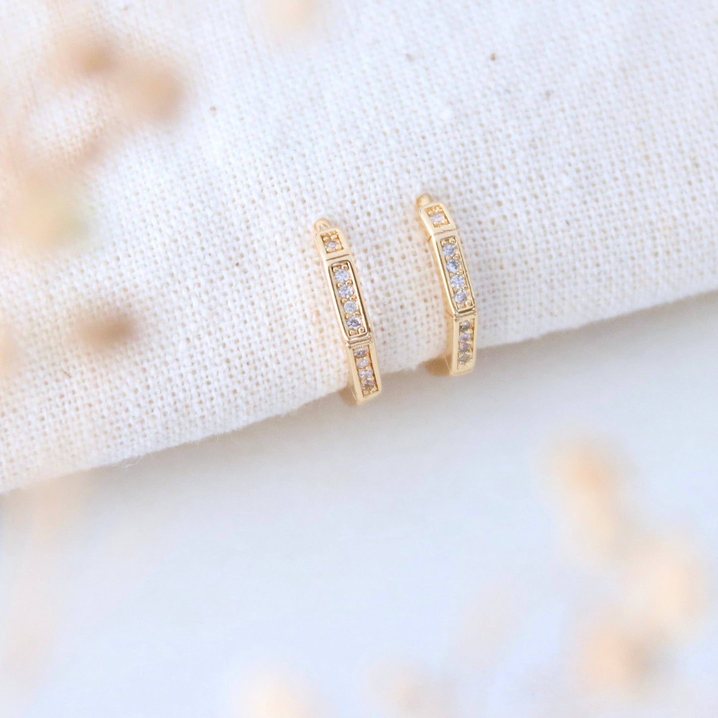 CZ Polygone Huggie Hoop Earrings