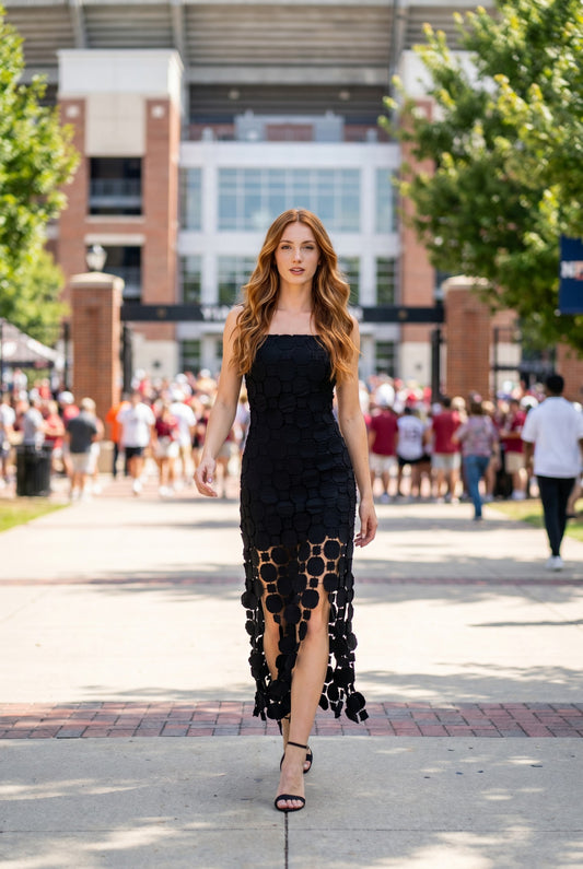 Gretchen fringe bottom appliqued dress