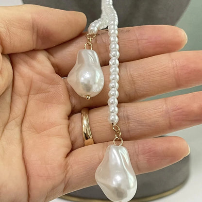 Wrap pearl lariat necklace