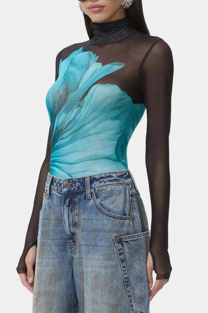 AFRM Zadie top in teal flower